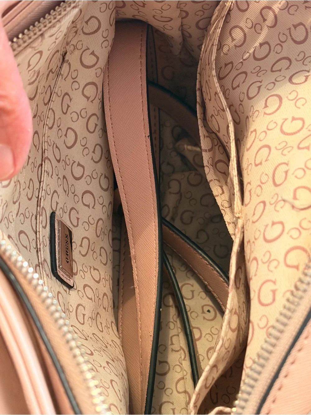 GUESS Pink Floral Logo Tote with Braided Handles